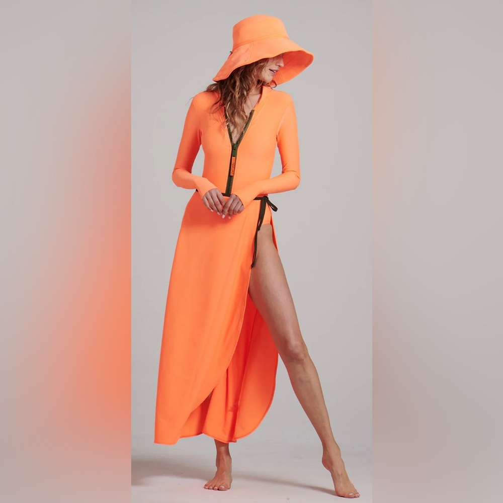 NWOT WATSKIN SUNWEAR Olivia Wrap Skirt in Neon Orange